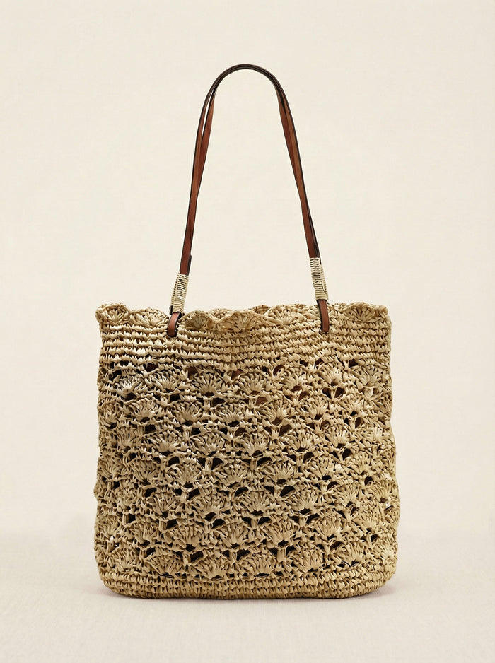 Crochet Woven Fan-Shape Shoulder Tote Bag LINTICO