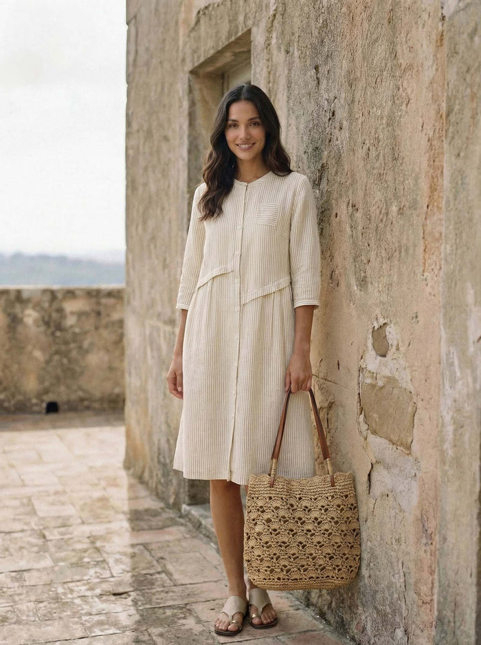 Crochet Woven Fan-Shape Shoulder Tote Bag LINTICO