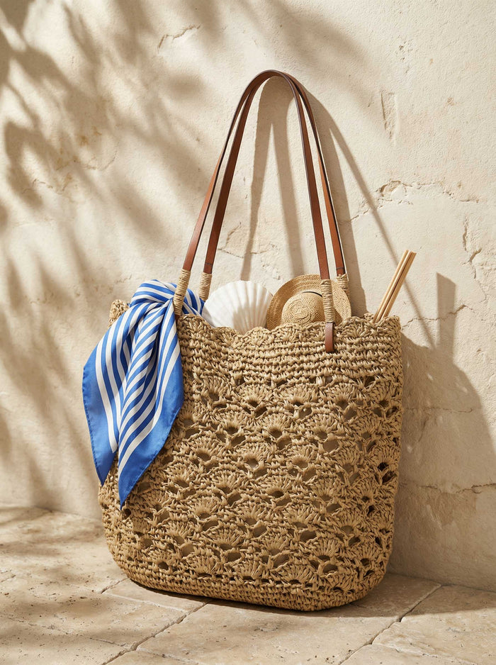 Crochet Woven Fan-Shape Shoulder Tote Bag LINTICO