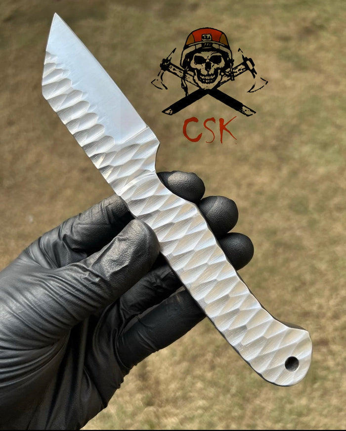 Custom made D2 steel drop point EDC knife cskforged