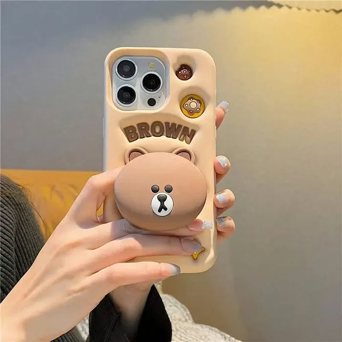 Cute 3D Cartoon Brown Bear Phone Case PhoneShells