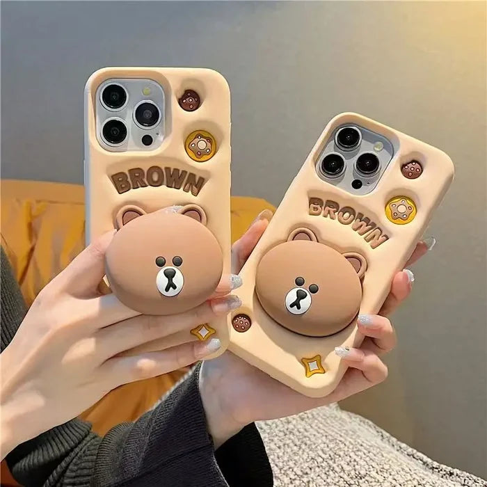 Cute 3D Cartoon Brown Bear Phone Case PhoneShells