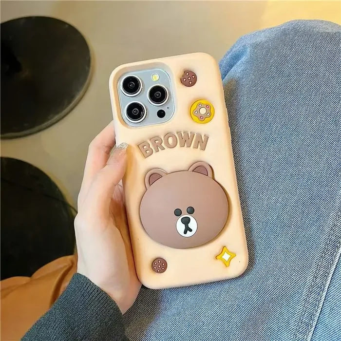 Cute 3D Cartoon Brown Bear Phone Case PhoneShells
