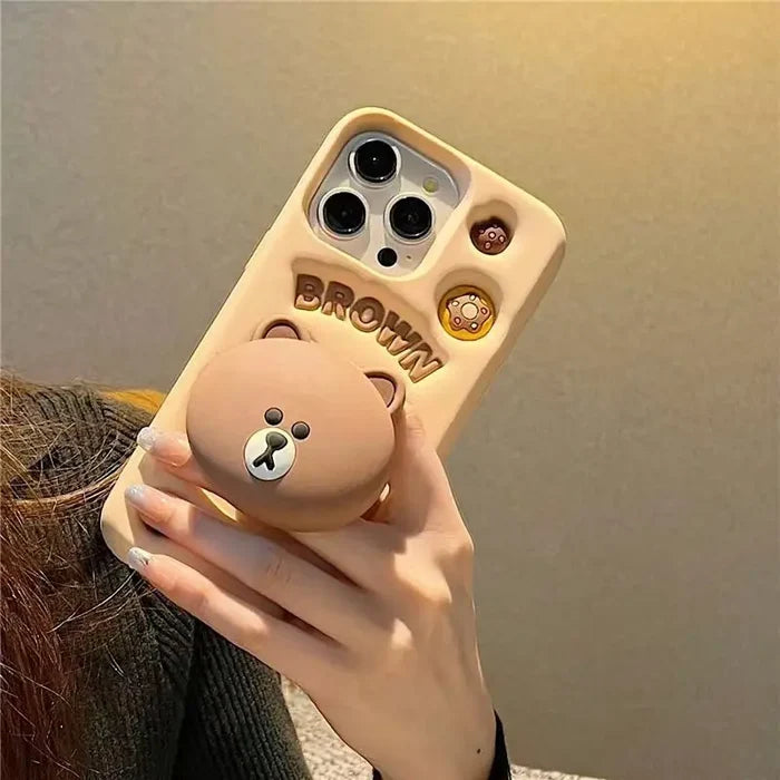 Cute 3D Cartoon Brown Bear Phone Case PhoneShells