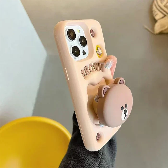 Cute 3D Cartoon Brown Bear Phone Case PhoneShells