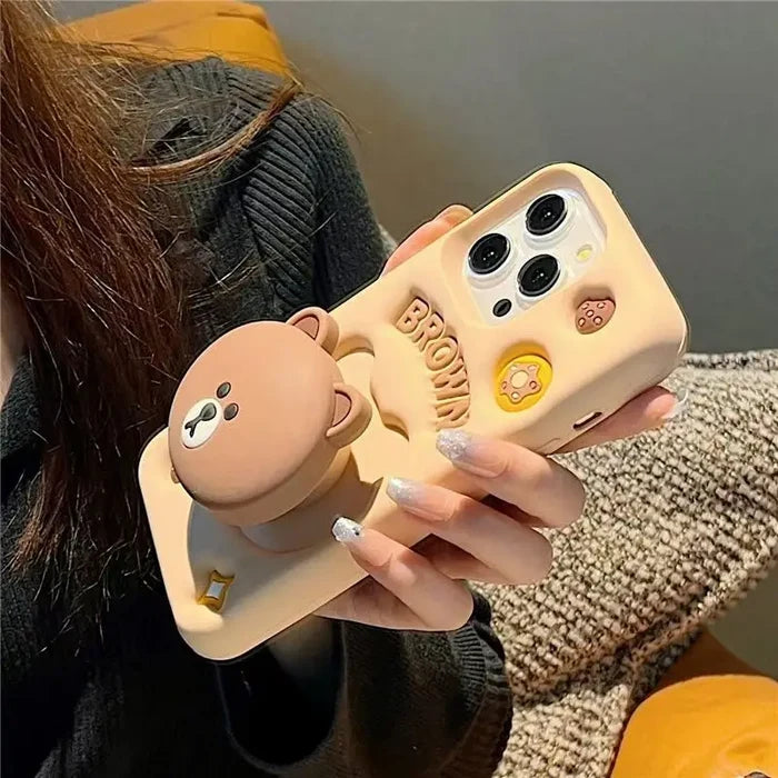 Cute 3D Cartoon Brown Bear Phone Case PhoneShells