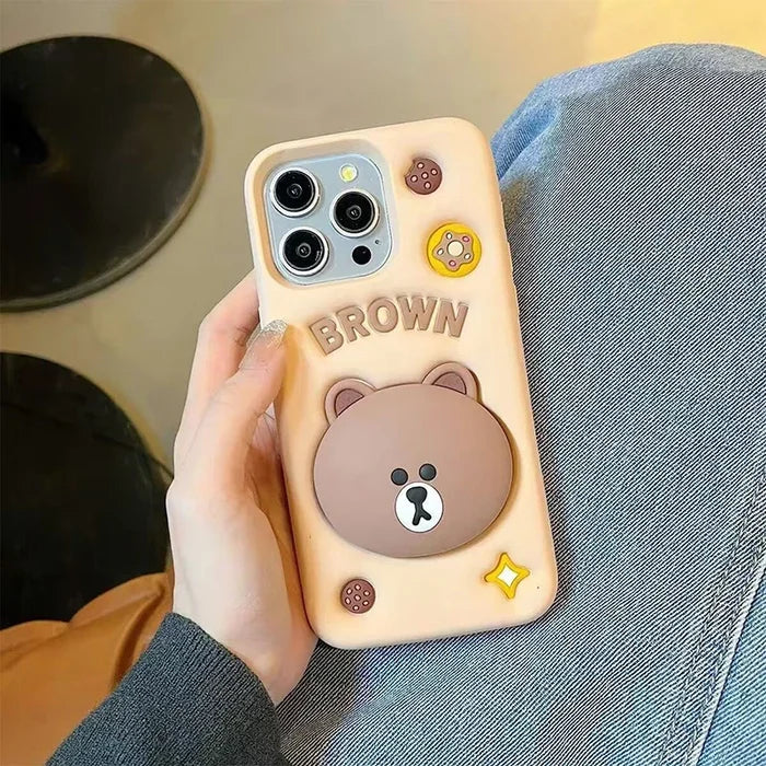 Cute 3D Cartoon Brown Bear Phone Case PhoneShells