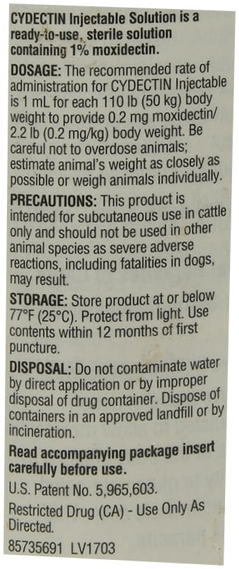 Cydectin Injectable Cattle Dewormer, 500 mL – Moxidectin Broad Spectrum Parasite Control & Applicator - F7CF - 500 mL Dewormer - 4