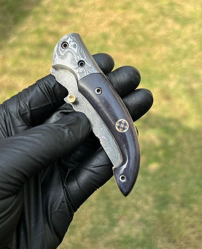 Damascus Blade EDC Folding Pocket Knife cskforged
