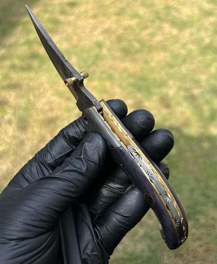 Damascus Blade EDC Folding Pocket Knife cskforged