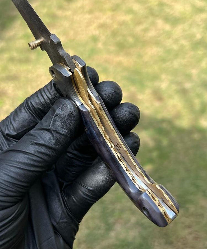 Damascus Blade EDC Folding Pocket Knife cskforged