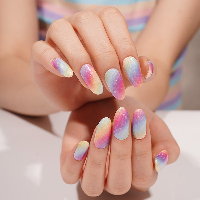 Stickers ongles en gel Dazura arc-en-ciel pailleté aux reflets multicolores