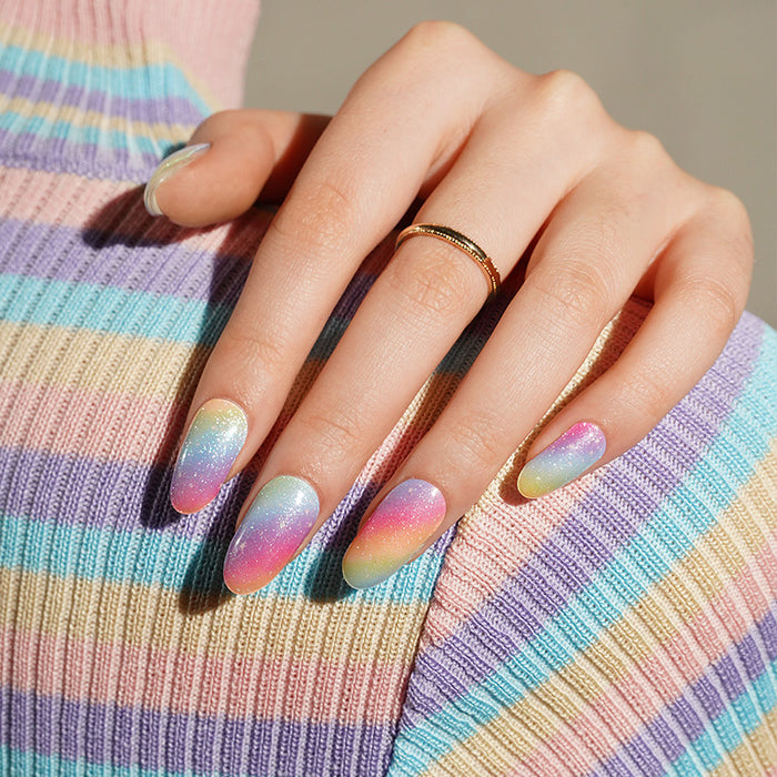 Stickers ongles en gel Dazura arc-en-ciel pailleté aux reflets multicolores