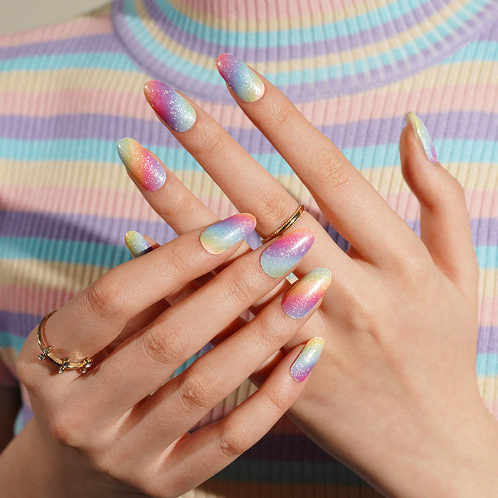 Stickers ongles en gel Dazura arc-en-ciel pailleté aux reflets multicolores