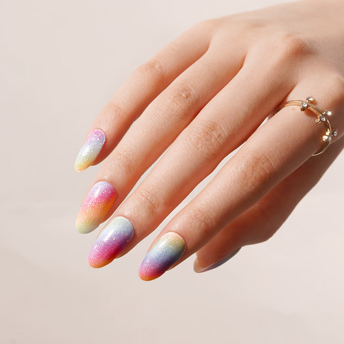 Stickers ongles en gel Dazura arc-en-ciel pailleté aux reflets multicolores