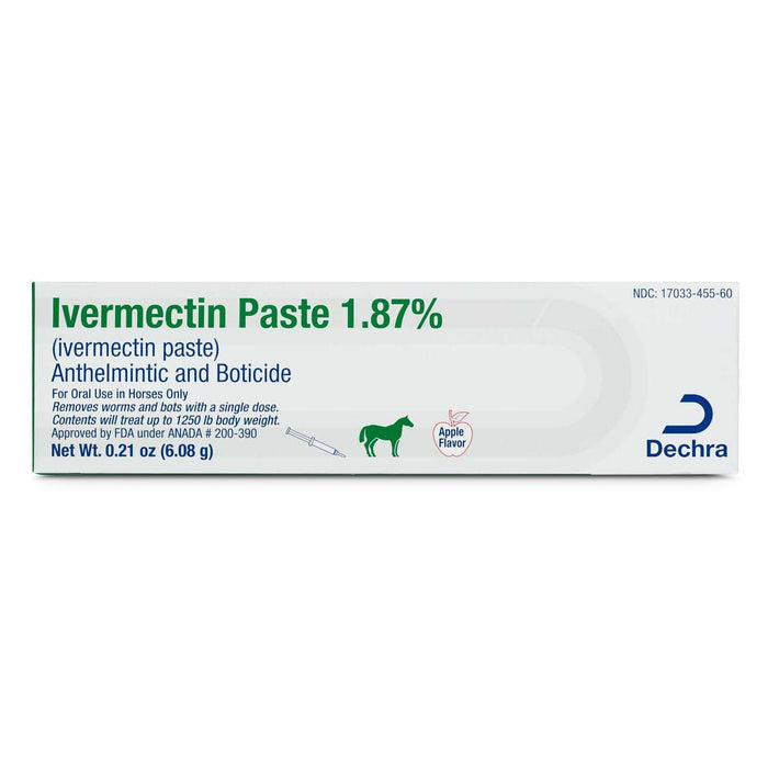 Dechra Ivermectin Paste 1.87% Anthelmintic and Boticide for Horses - DECAA - Single Pack - 2