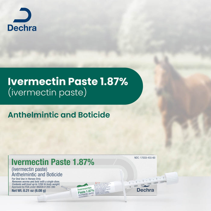 Dechra Ivermectin Paste 1.87% Anthelmintic and Boticide for Horses - DECAA - Single Pack - 4