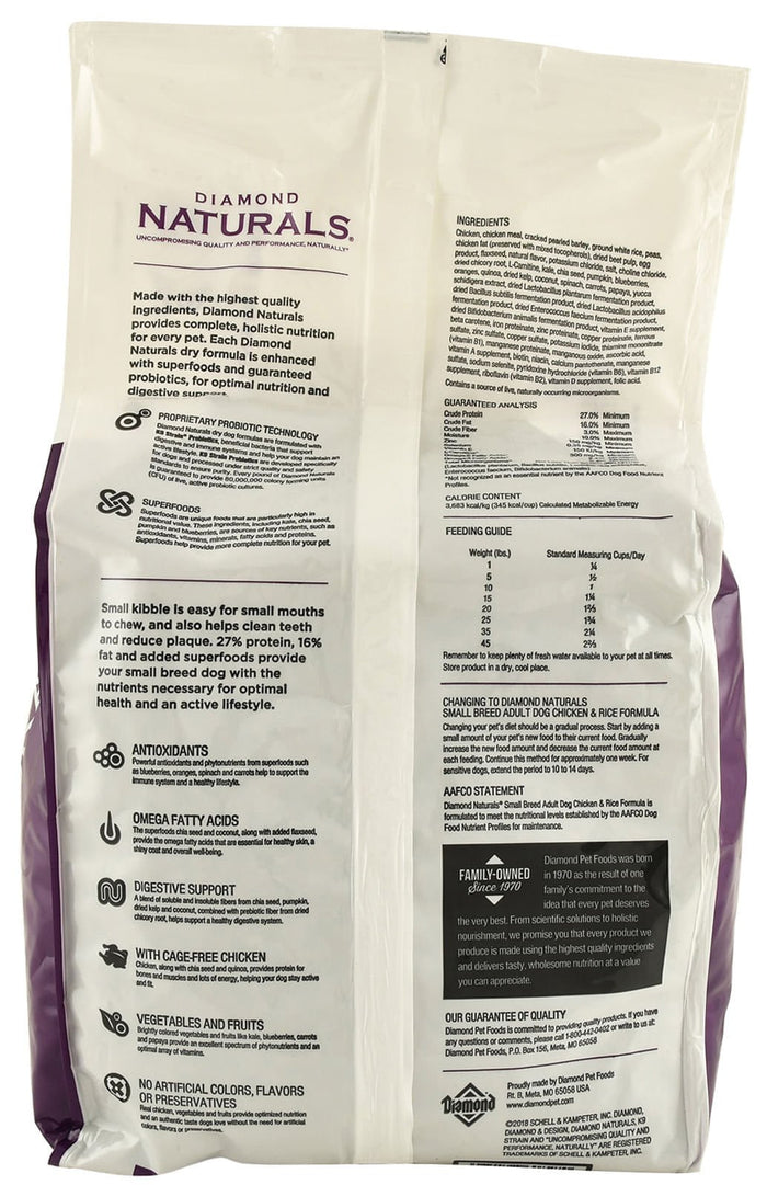Diamond Naturals Chicken & Rice Small Breed Formula Dog Food, 6 lbs - NWBN - 6 lbs - 2