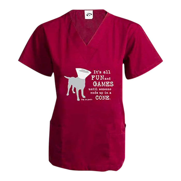 Dog is Good Scrub Tops - 023DIG-02037 - Fun & Games - Wine - XXL - 3