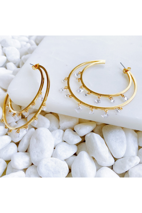 Doubled Hoop Crystal Dangle Earrings Ellisonyoung.com