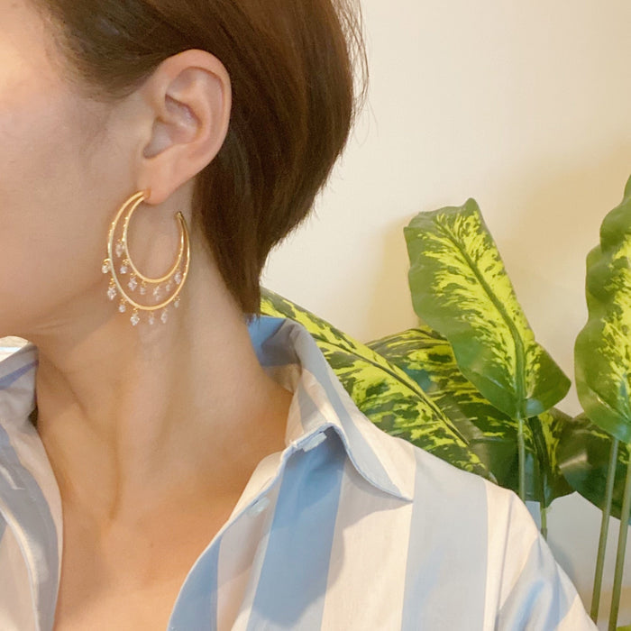 Doubled Hoop Crystal Dangle Earrings Ellisonyoung.com