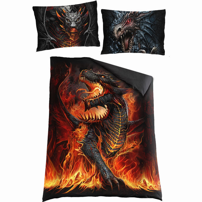 DRACONIS - Single Cotton Duvet Cover + UK And EU Pillow case Spiral USA