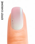 Stickers ongles en gel Elaya effet babyboomer chromé avec petites fleurs blanches
