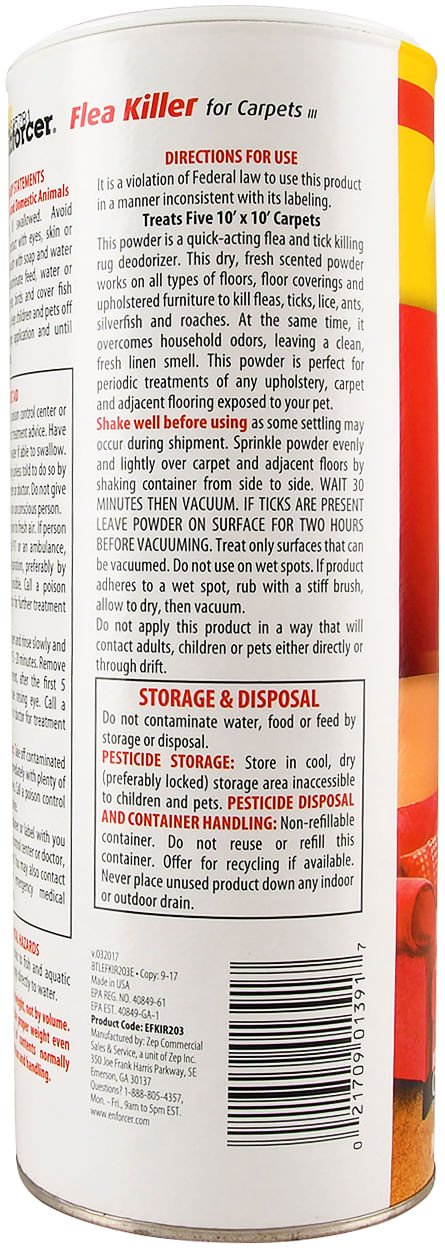 Enforcer Flea Killer for Carpets, Powder, 20 oz - Q1E2 - Island Rain - 3