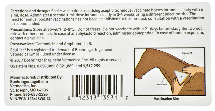 Equi - Jec WNV + EWT Vaccine for Horses - A9CR - 1 Dose - 2