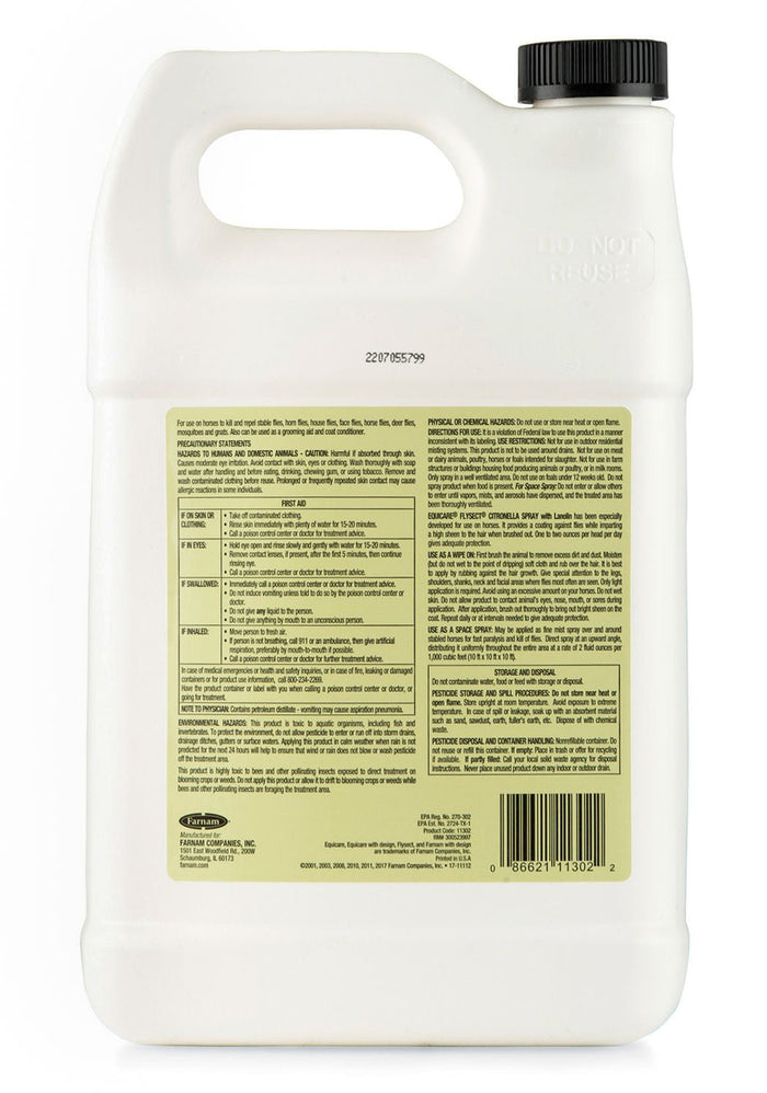 Equicare Flysect Citronella Fly Spray for Horses - FAX9 - Flysect Citronella Spray, gallon refill - 3