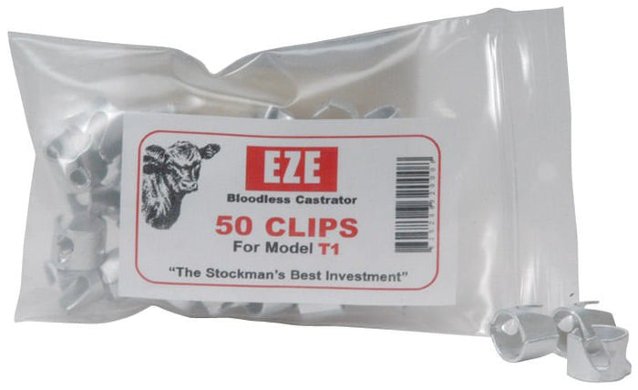 EZE Bloodless Band Castrator Kit - Humane Castration Tool for Cattle, Sheep & Goats with Latex Bands & Aluminum Clips - WDC2 - EZE Bloodless Aluminum Clips, pkg of 50 - 2
