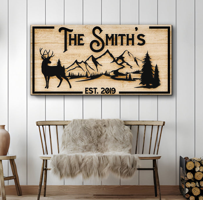 Family Mountain Sign Tailored Canvases