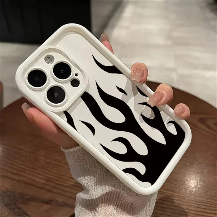 Fashion Black Flame Silicone Phone Case PhoneShells