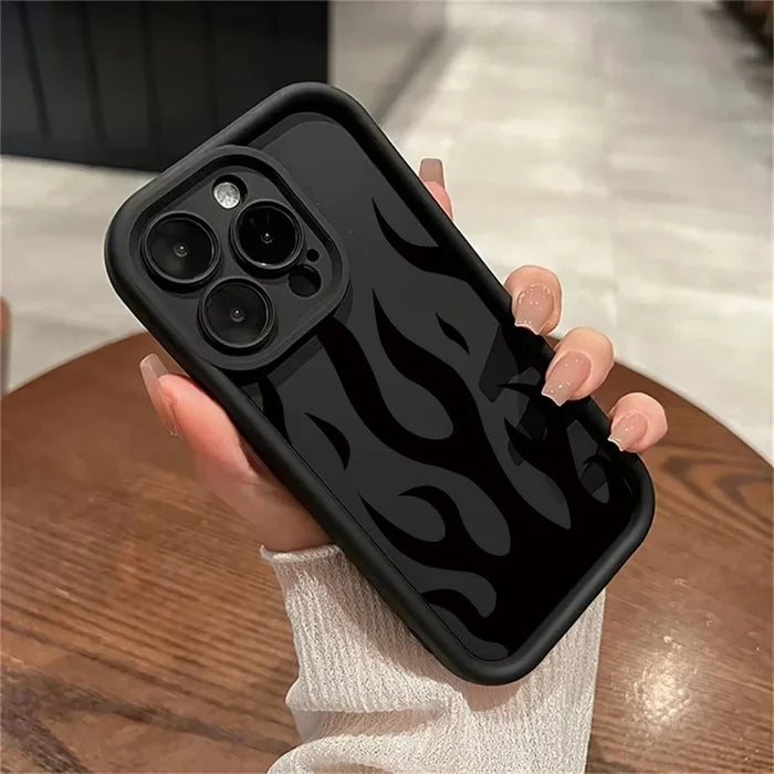 Fashion Black Flame Silicone Phone Case PhoneShells