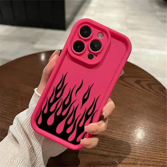 Fashion Black Flame Silicone Phone Case PhoneShells