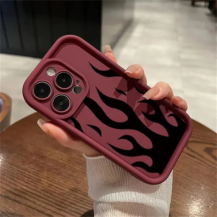 Fashion Black Flame Silicone Phone Case PhoneShells