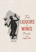 The Percival Fine Liquors & Wines print, a retro red and black design featuring a silhouette with a martini glass.
