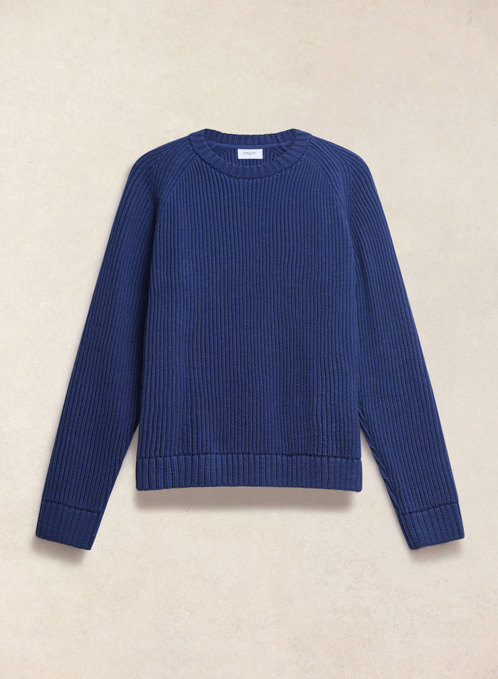 Fisherman Raglan Jumper | Heavy Cotton | Navy