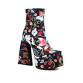 Flower Chunky Heel Boots