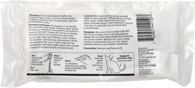 Focus Cat Vax 3 Cat Vaccine - 7VFC - 1 Dose - 2