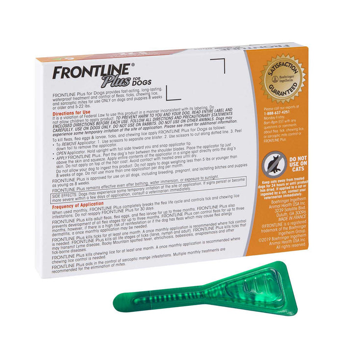 Frontline Plus for Dogs - WVFC - 6 pack - Up to 22 lbs - 2