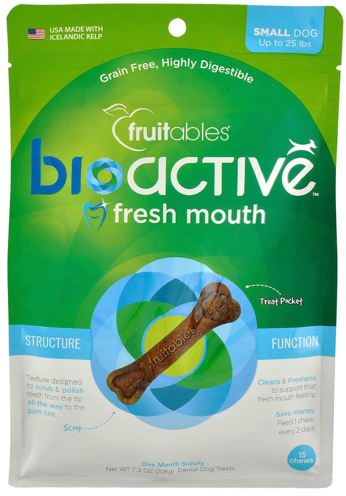 Fruitables BioActive Fresh Mouth Dental Chews For Dogs - VET1B - Small - 15 count - 5