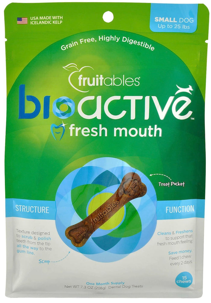 Fruitables BioActive Fresh Mouth Dental Chews For Dogs - VET1B - Small - 15 count - 7