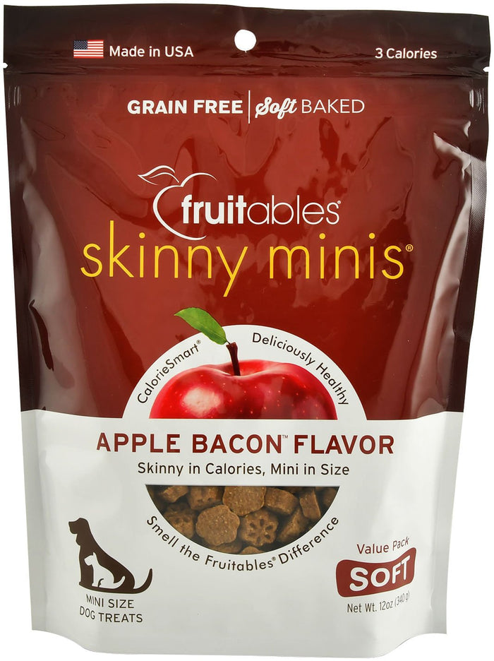 Fruitables Skinny Minis, 12 oz - Soft Baked Dog Treats - VETAB - Apple Bacon - 1