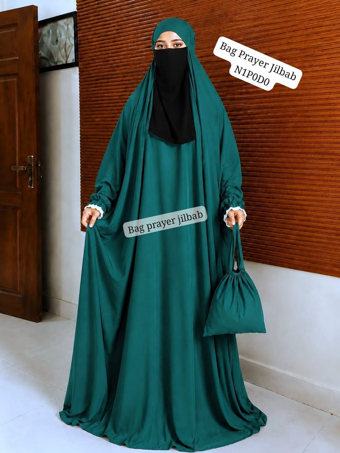 Full Size Prayer Jilbab with Bag | Swiss Lawn | Double Dhaga