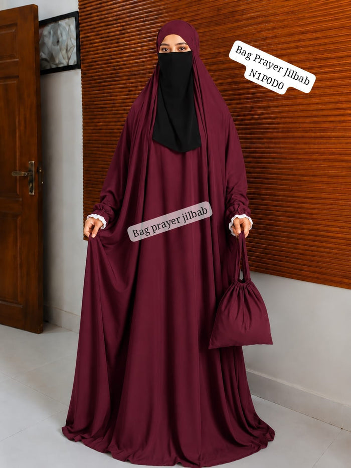 Full Size Prayer Jilbab with Bag | Swiss Lawn | Double Dhaga