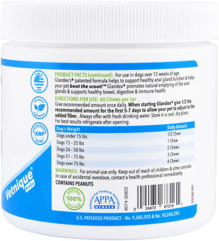 Glandex Soft Chews for Dogs, Peanut Butter - VQLA2 - 60 count - 4