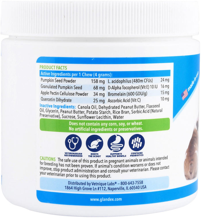 Glandex Soft Chews for Dogs, Peanut Butter - VQLA2 - 60 count - 5
