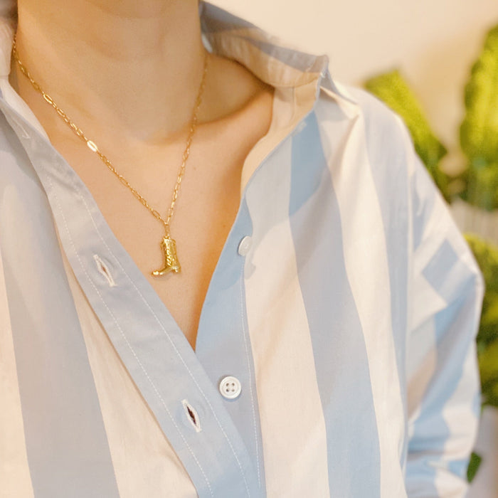 Golden Cowgirl Boot Necklace Ellisonyoung.com