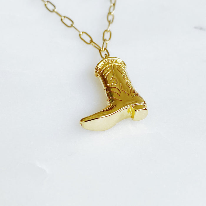 Golden Cowgirl Boot Necklace Ellisonyoung.com